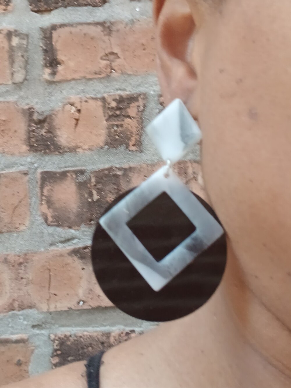 Geometric Drop Earrings in Black and White - Fashion Jewelry